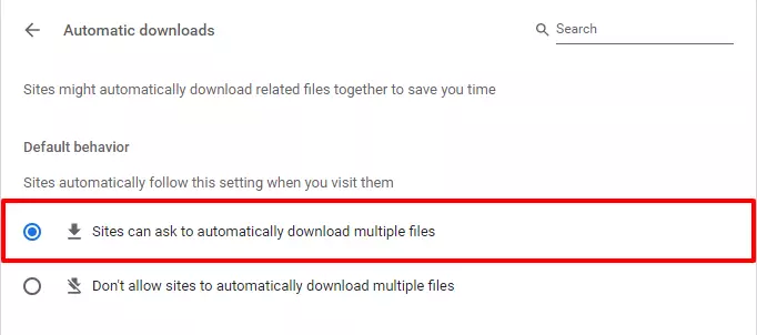 allow multiple file downloads chrome